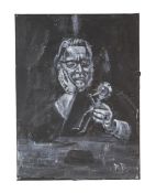 RICHARD BAZLEY (B.1962) - 'GUILLERMO DEL TORO' - MIXED MEDIA PAINTING