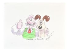 AARDMAN ANIMATIONS - NICK PARK - ORIGINAL LARGE WALLACE & GROMIT WATERCOLOUR