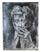 RICHARD BAZLEY (B.1962) - 'DAVID LYNCH' - MIXED MEDIA PAINTING