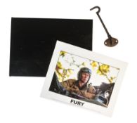 FURY (2014) - ORIGINAL PROP LATCH, CREW BOOK & SIGNED PHOTO OF BRAD PITT