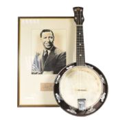 GEORGE FORMBY - AUTOGRAPHED BANJOLELE & DISPLAY