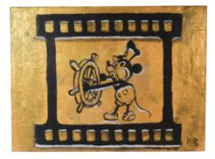 RICHARD BAZLEY (B.1962) - 'STEAMBOAT WILLIE' - MIXED MEDIA PAINTING