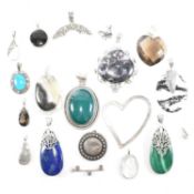 COLLECTION OF SILVER & GEM SET NECKLACE PENDANTS