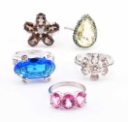 COLLECTION OF 925 SILVER GEM SET RINGS