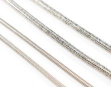TWO SILVER SNAKE CHAIN NECKLACES