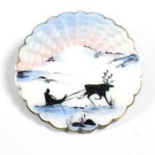 NORWEGIAN SILVER ENAMEL WINTER SCENE BROOCH PIN