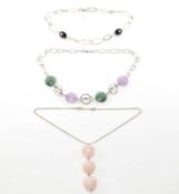 COLLECTION OF 925 SILVER & STONE NECKLACES