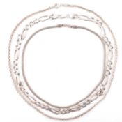 THREE SILVER CHAIN NECKLACES
