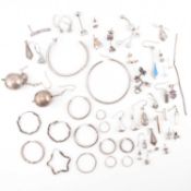 COLLECTION OF SILVER EARRINGS AF & PIERCING JEWELLERY