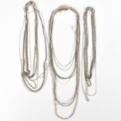 COLLECTION OF SILVER CHAIN NECKLACES