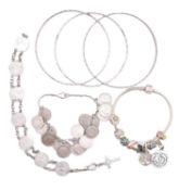 COLLECTION OF SILVER & GEM SET BRACELETS & BANGLES