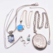 COLLECTION OF SILVER & GEM SET PENDANT NECKLACES & NECKLACE PENDANT