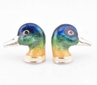 HALLMARKED SILVER & ENAMEL DUCK CUFFLINKS