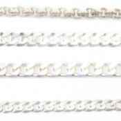 FOUR HALLMARKED SILVER CHAIN NECKLACES