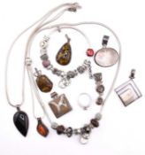 COLLECTION OF SILVER JEWELLERY INCLUDING PANDORA