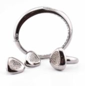 ROBERTO COIN SILVER & DIAMOND BANGLE RING & EAR CLIP SUITE