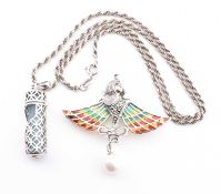 SILVER ENGELSRUFER PENDANT NECKLACE & SILVER PLIQUE-A-JOUR BROOCH PIN