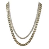 TWO SILVER CHAIN NECKLACES