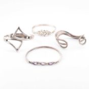 FOUR SILVER & GEM SET BANGLES