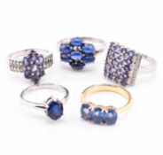 FIVE 925 SILVER GEMSET DRESS RINGS KYANITE & IOLITE
