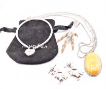COLLECTION OF SILVER JEWELLERY INCLUDING PANDORA BRACELET