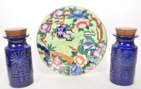 PORTMEIRION - PAIR OF BLUE 20TH CENTURY KITCHEN STORAGE JARS