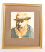 VINTAGE 20TH CENTURY WATERCOLOUR PAINTING OF A BEARDED MAN