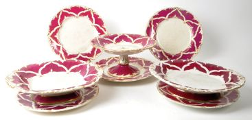 EARLY 19TH CENTURY WHITE AND FUCHSIA SWEET DISHES AND PLATES