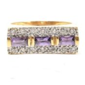 18CT GOLD AMETHYST & DIAMOND RING