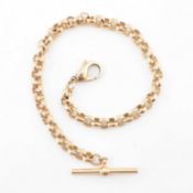 HALLMARKED 9CT GOLD WATCH CHAIN WITH T-BAR