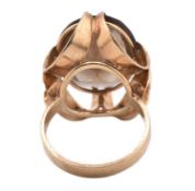 1970S HALLMARKED 9CT GOLD & SMOKY QUARTZ COCKTAIL RING