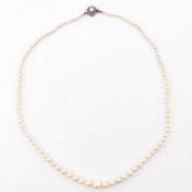 CULTURED PEARL NECKLACE WITH SILVER & MARCASITE CLASP