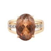 HALLMARKED 9CT GOLD IMPERIAL TOPAZ & WHITE TOPAZ RING