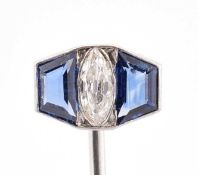 SAPPHIRE & DIAMOND STICK PIN