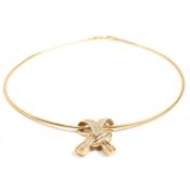 14CT GOLD & DIAMOND RIBBON BOW PENDANT NECKLACE