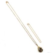 GOLD & SMOKY QUARTZ PENDANT NECKLACE & BRACELET