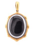 GOLD & BANDED AGATE LOCKET PENDANT