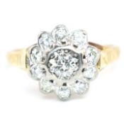 HALLMARKED 18CT GOLD & DIAMOND FLOWER CLUSTER RING