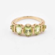 HALLMARKED 9CT GOLD & PERIDOT FIVE STONE RING