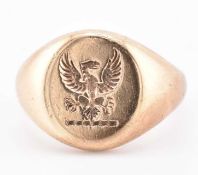 GOLD CRESTED INTAGLIO SIGNET SEAL RING