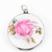 EDWARDIAN 935 SILVER & GUILLOCHE ENAMEL LOCKET PENDANT