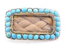 GOLD & TURQUOISE MOURNING BROOCH PIN