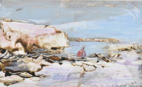 ELIZABETH HAINES (CONTEMPORARY) - UNTITLED OIL ON BOARD / CARD