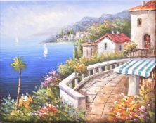ANTONIO (ITALIAN) - RIVIERA LANDSCAPE OIL ON CANVAS