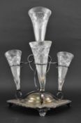 LATE VICTORIAN SILVER PLATED & CUT GLASS CENTREPIECE LUSTRE