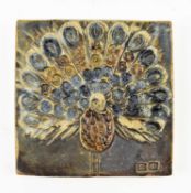 STUDIO ART POTTERY - MID CENTURY PEACOCK PLAQUE