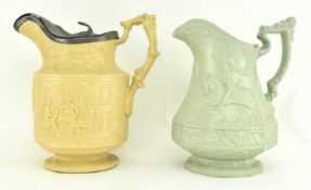 TWO EARLY-MID 19TH CENTURY RIDGWAY STONEWARE EWERS
