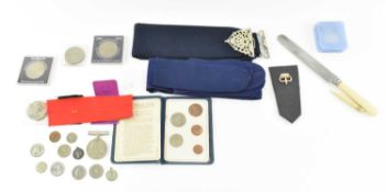 EPNS NURSES BELT BUCKLE T/W WW2 DEFENCE MEDAL & COINS