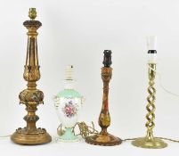 COLLECTION OF VINTAGE 20TH CENTURY TABLE LAMPS INCL. CROWN DERBY & TOLEWARE