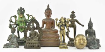 COLLECTION OF NINE 20TH CENTURY THAI & INDIAN METAL FIGURINES